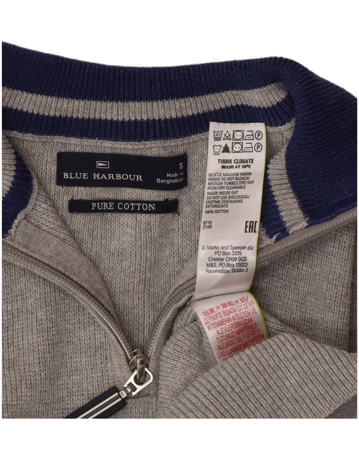 Pulover pentru bărbați Marks & Spencer, Blue Harbour, cu fermoar, cu gât, mic, gri