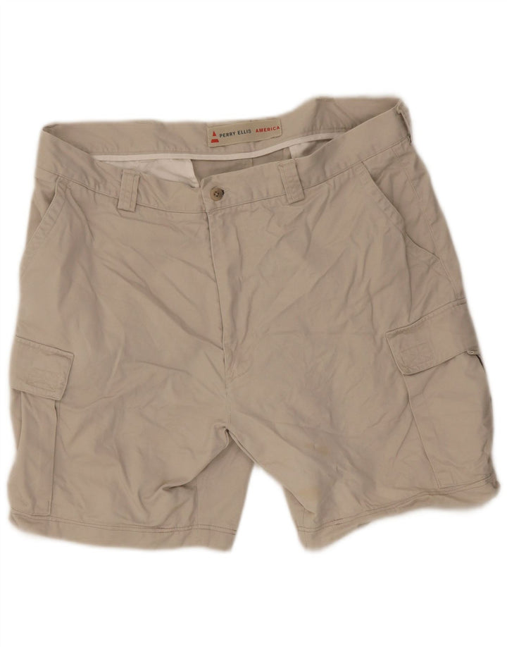 Pantaloni scurți cargo pentru bărbați Perry Ellis W38 XL bumbac bej