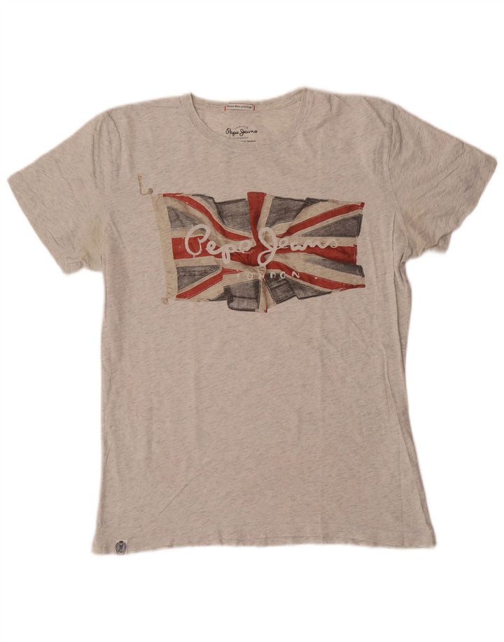 Tricou grafic pentru bărbați PEPE Jeans, cu croială normală, top, bumbac, gri mediu