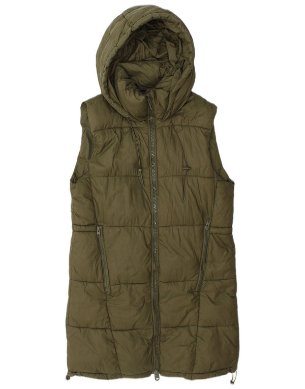 Gilet căptușit supradimensionat cu glugă pentru femei Zara UK 6 XS Poliester verde