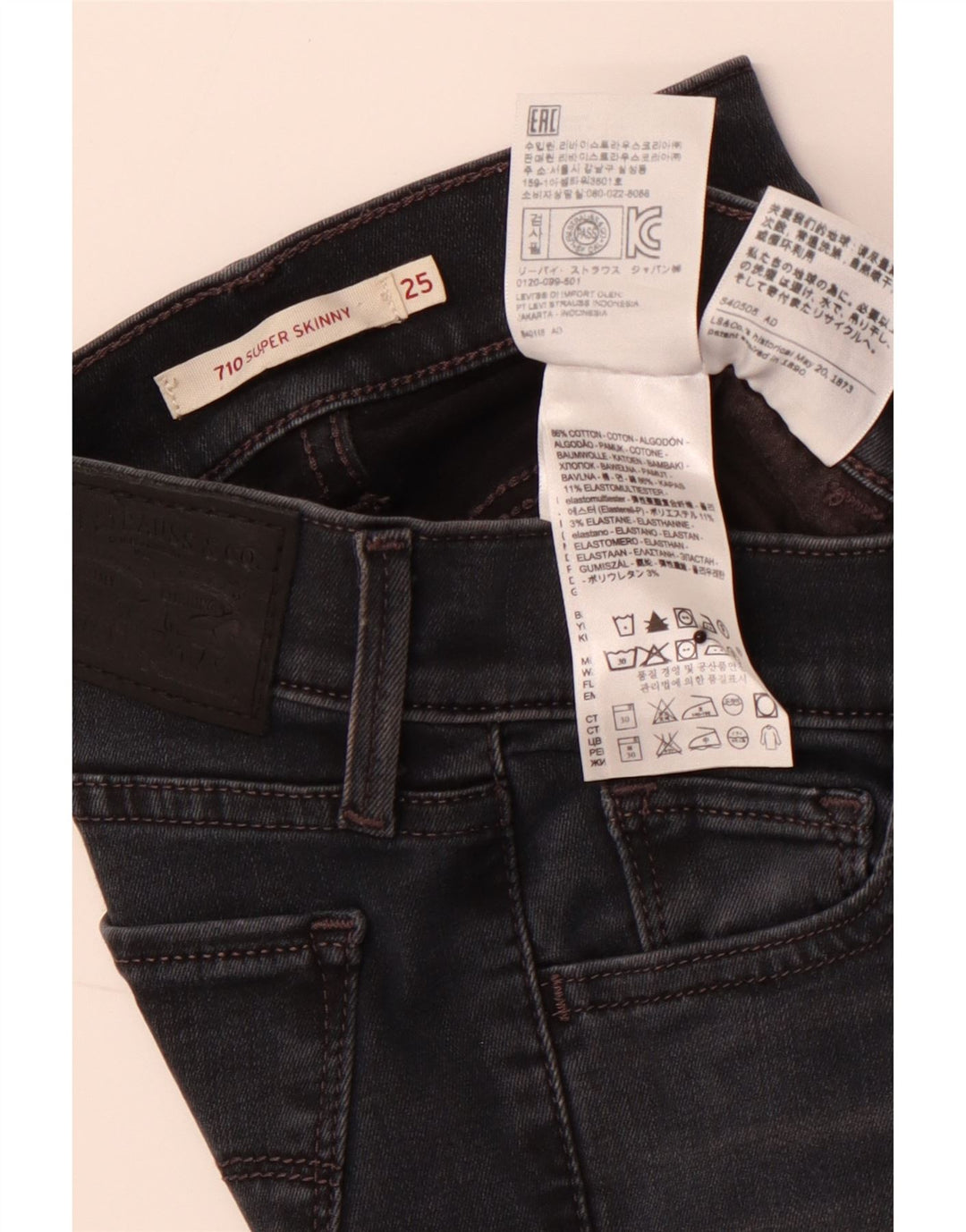 Blugi LEVI'S 710 Super Skinny W25 L30 bumbac negru