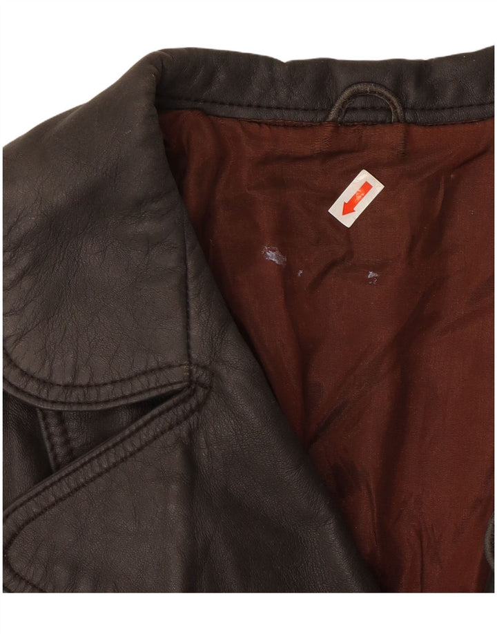 Palton de piele pentru femei VINTAGE UK 14 maro mediu