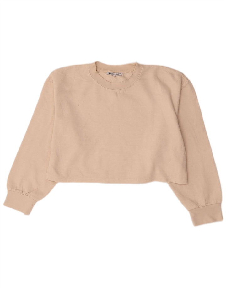 Pulover Crop pentru femei Zara UK 14 Bumbac alb, mediu