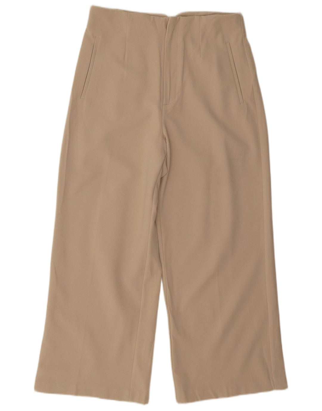 Pantaloni tăiați pentru femei Zara cu picioare largi L32 L25 Bej Poliester
