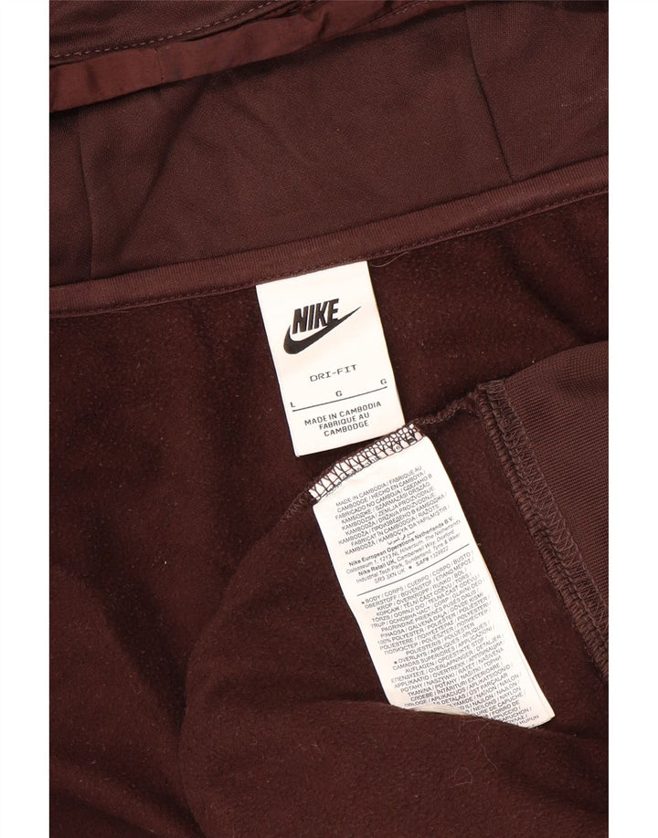 Pulover NIKE pentru bărbați Dri Fit, cu fermoar, din poliester maro mare