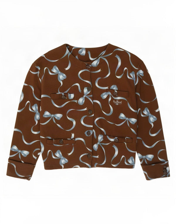 Cardigan vintage pentru femei cu model abstract, top IT 42 bumbac maro mediu