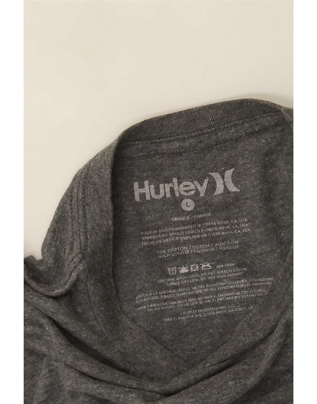 Top grafic pentru bărbați Hurley, cu mânecă lungă, mare, gri bumbac