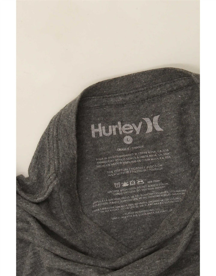 Top grafic pentru bărbați Hurley, cu mânecă lungă, mare, gri bumbac