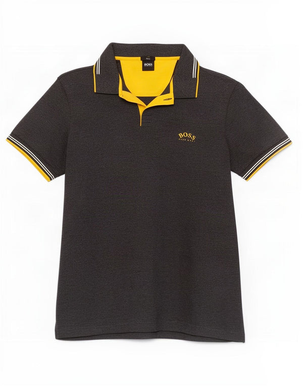 Cămașă polo Hugo Boss pentru bărbați, bumbac cu dungi gri mari