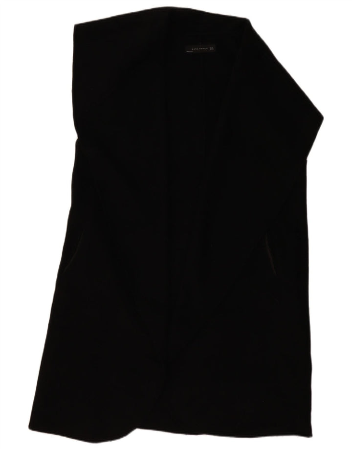 ZARA Womens Longline Open Cardigan Sweater UK 14 Medium Black Wool
