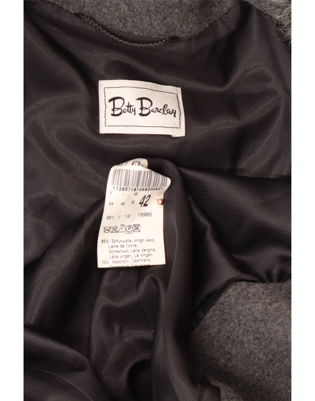 BETTY BARCLAY Palton pentru femei UK 16 mare, gri, lână nouă