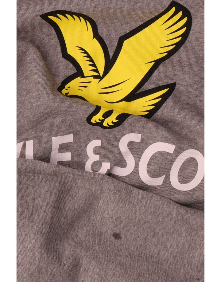 Pulover cu grafic Lyle & Scott pentru băieți, 12-13 ani, gri cu pete