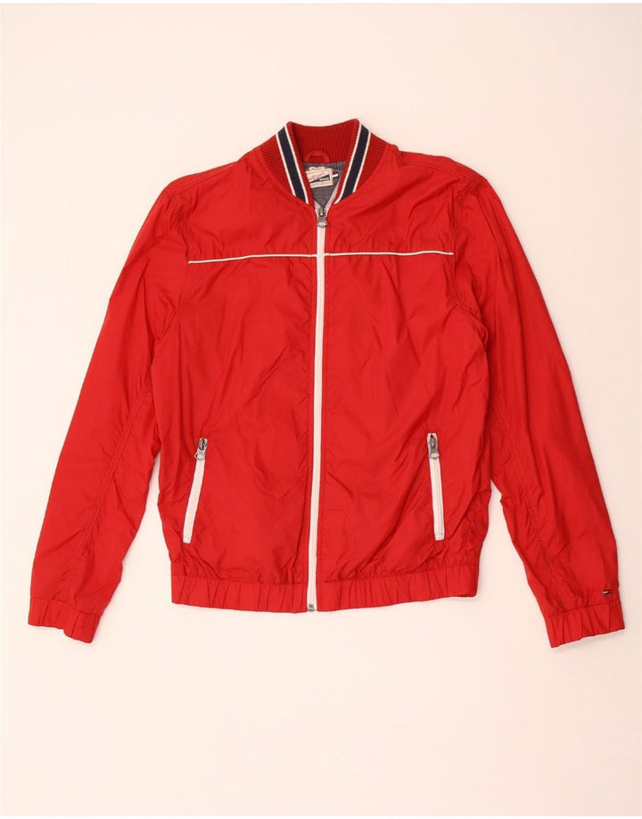 Jachetă bomber pentru bărbați Tommy Hilfiger UK 38, nailon cu dungi roșii medii