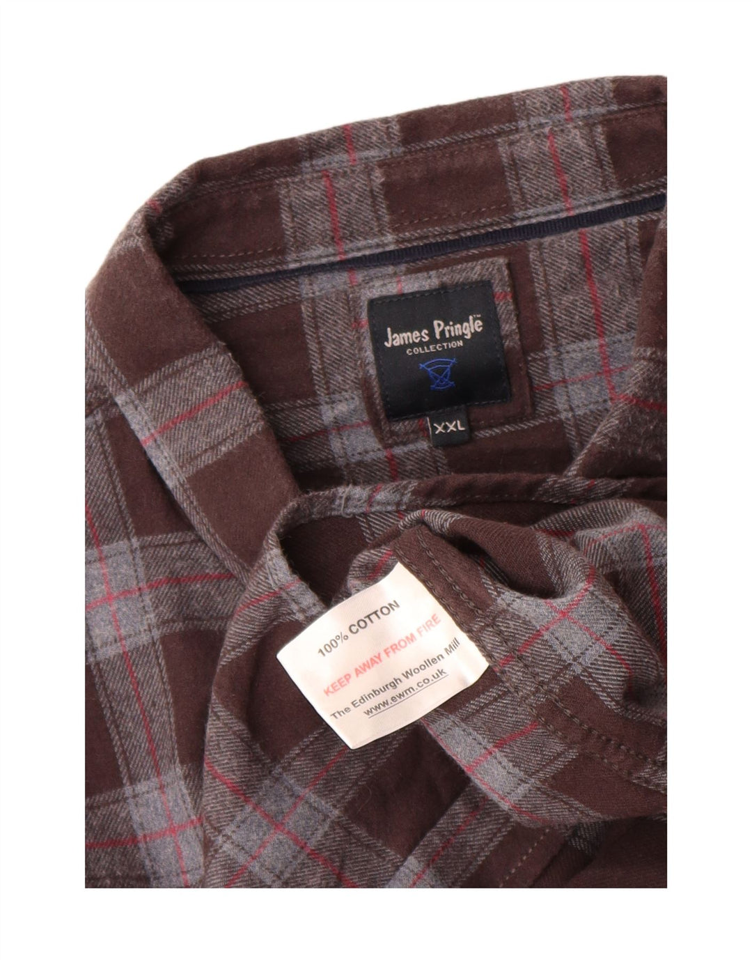 Cămașă de flanel pentru bărbați James Pringle, bumbac cu carouri maro 2XL