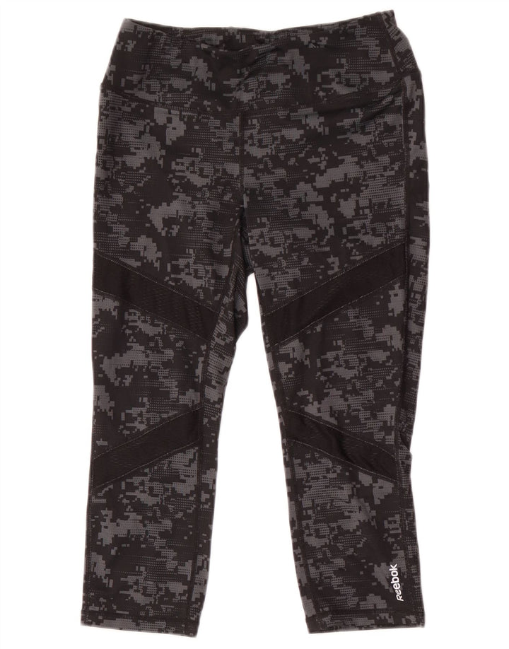 Leggings Capri pentru femei Reebok UK 8, camuflaj negru mic