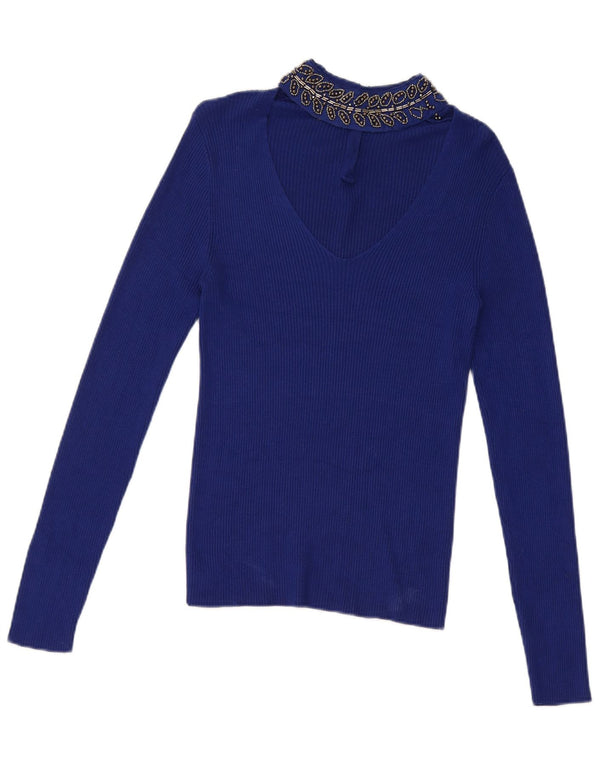 Crop Top pentru femei Oasis UK 8 Small Blue Viscose