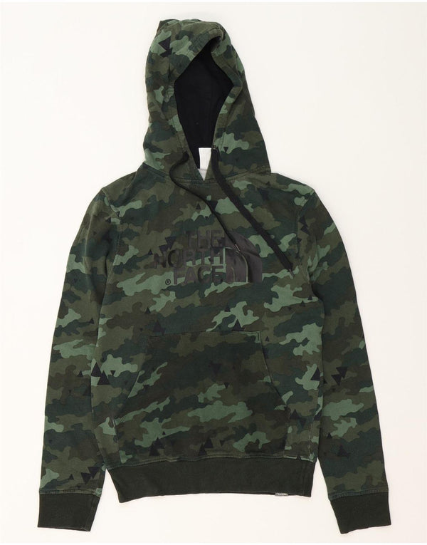 The North Face Mens Graphic Hoodie Pulover XS Green Camouflage Cotton