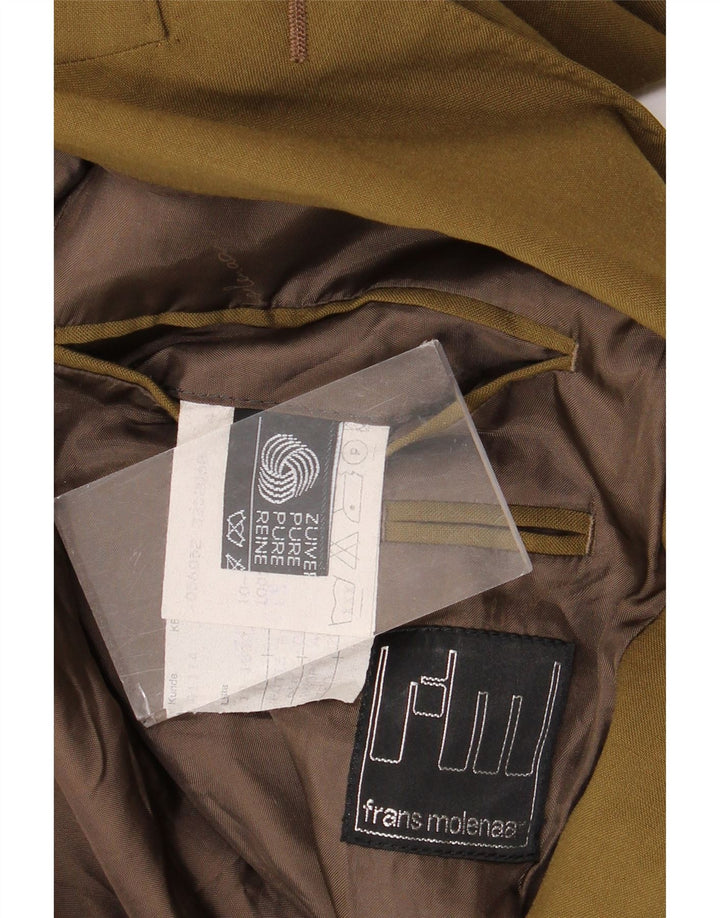 Jachetă vintage pentru bărbați cu două pieptări, UK 38 Medium Khaki Lână nouă