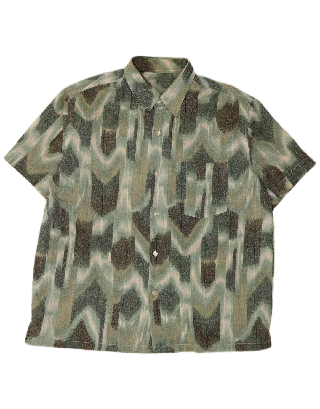 Cămașă cu mânecă scurtă pentru bărbați VINTAGE, mare, verde, geometrică