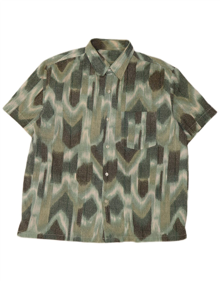 Cămașă cu mânecă scurtă pentru bărbați VINTAGE, mare, verde, geometrică