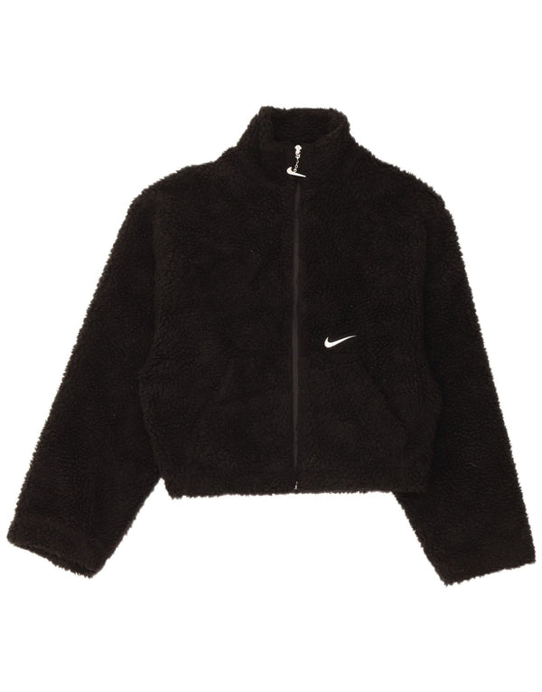 Jachetă fleece supradimensionată pentru femei Nike, UK 6 XS, poliester negru