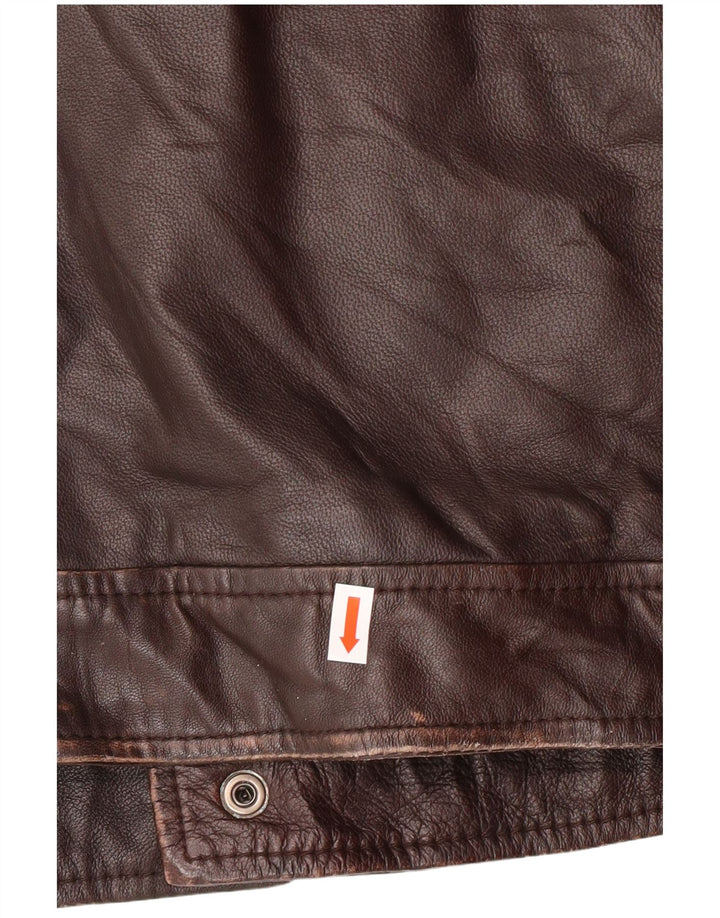 Jachetă militară din piele pentru bărbați Conbipel IT 54 XL din piele de miel maro