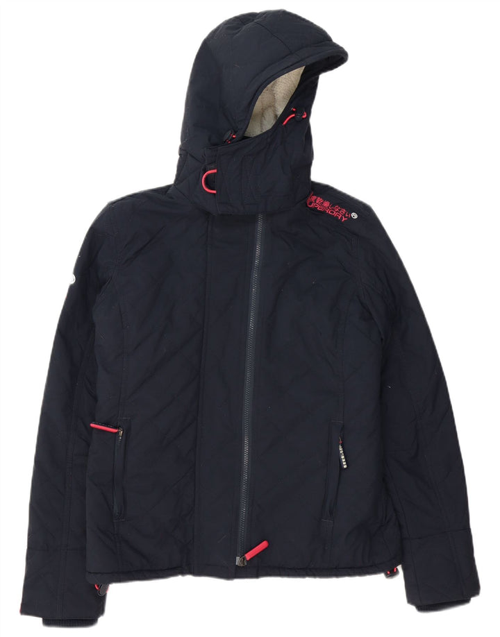 Jachetă Windbreaker pentru femei cu glugă Superdry UK 14 Medium Bleumarin