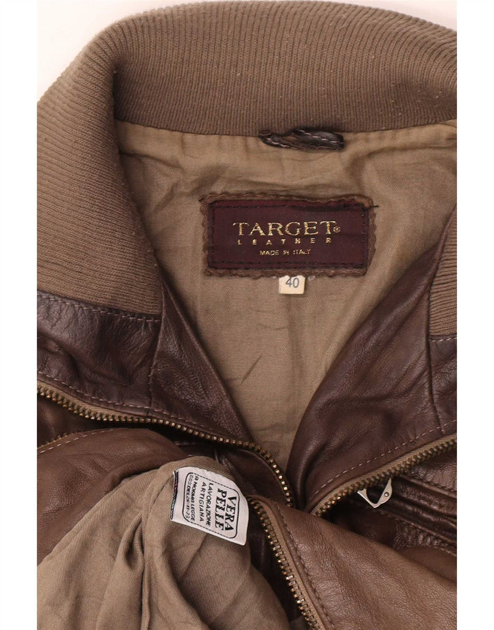 Jachetă de piele vintage pentru femei IT 40 Small Brown