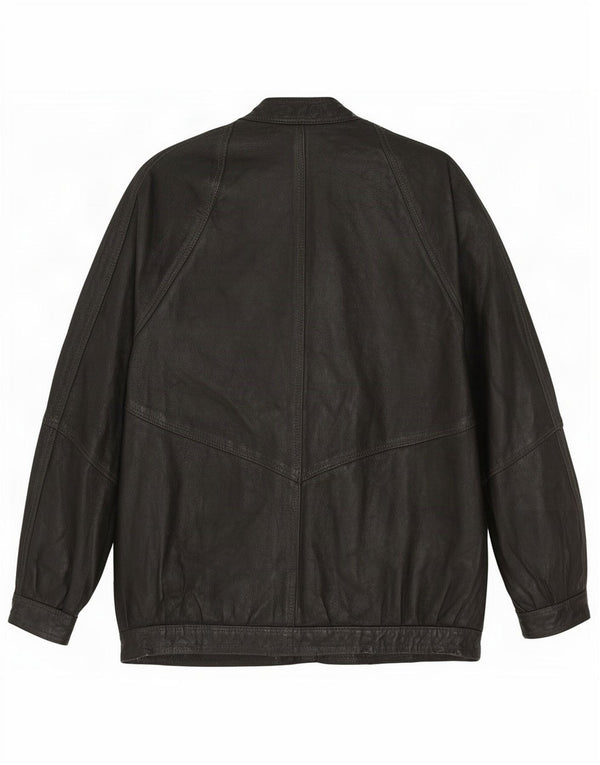 Jachetă de piele vintage pentru femei UK 14 Large Black