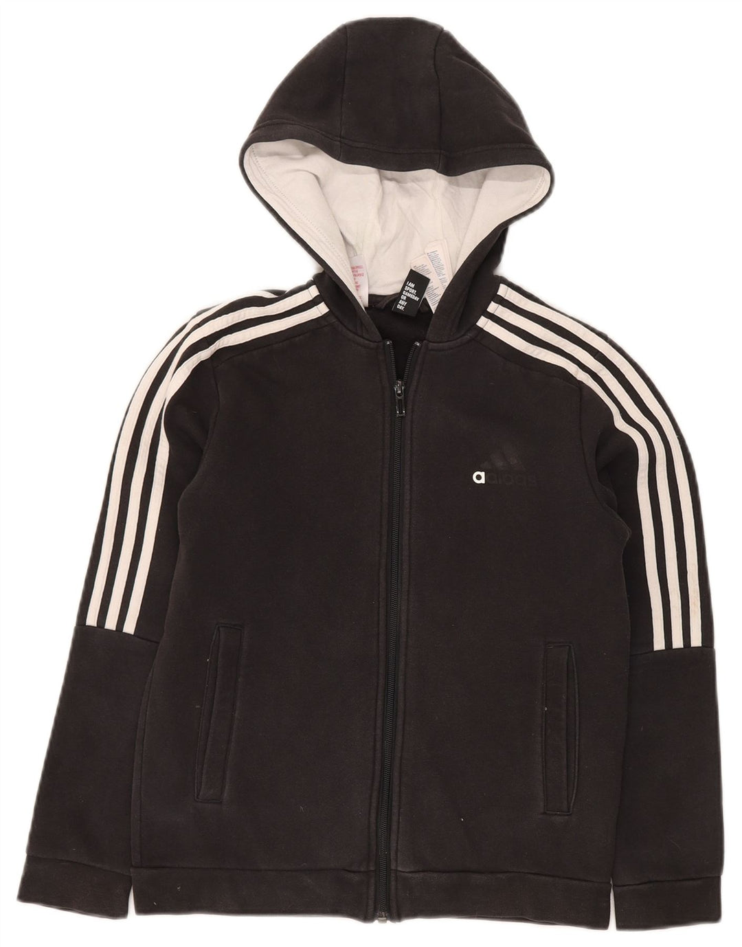 Pulover ADIDAS pentru băieți, cu fermoar, 11-12 ani, bumbac negru