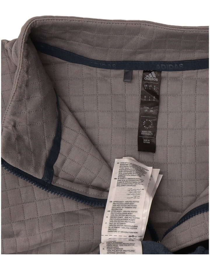 Pulover pentru bărbați Adidas, cu fermoar și gât, din lână, mare, albastru, poliester