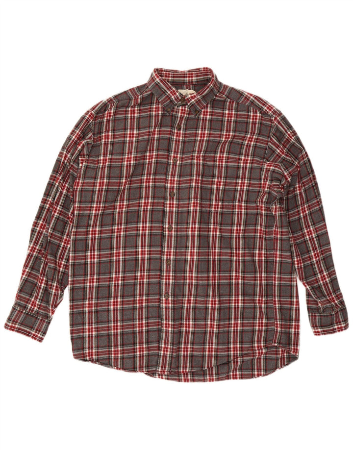 Cămașă de flanel pentru bărbați J. Crew, bumbac cu carouri, gri mare
