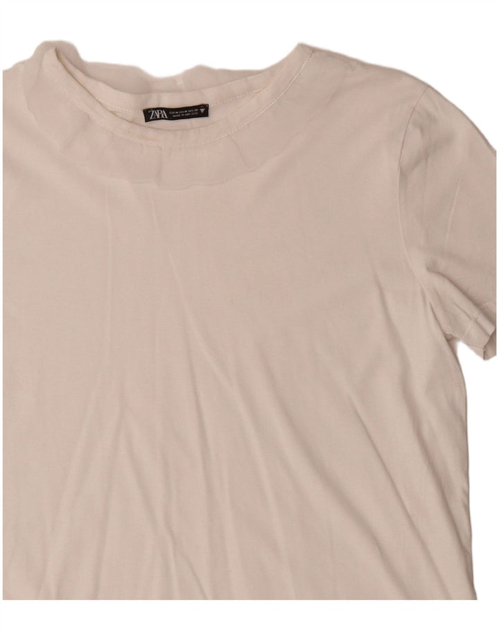 Tricou Crop pentru femei Zara UK 12 Medium White