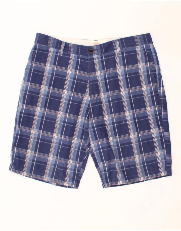 DOCKERS Mens Cargo Shorts W36 Large Navy Blue Check Cotton Vintage Dockers and Second-Hand Dockers from Messina Hembry 