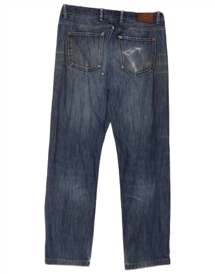 Massimo Dutti Blugi Distressed Straight pentru bărbați EU 42 Large W32 L29 Blue