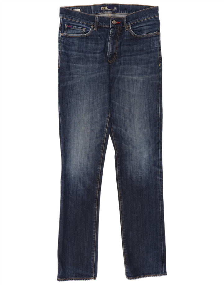 Blugi slim pentru bărbați Rifle Distressed W32 L34 Bumbac bleumarin