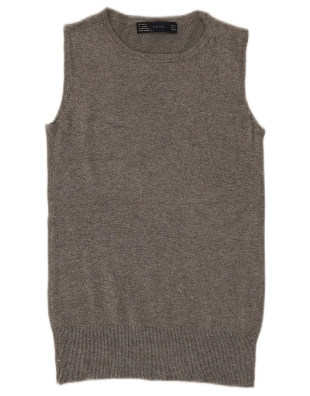Zara Femei Vest Tank Top UK 8 Small Grey Rayon