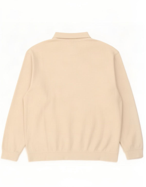 Pulover pentru bărbați Zara, cu gât polo, XL, bumbac, bej
