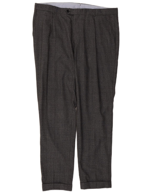 Massimo Dutti Pantaloni de costum pentru bărbați EU 48 XL W38 L32 bumbac cu carouri gri
