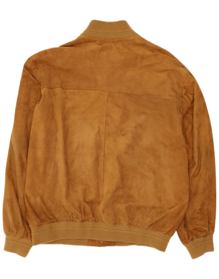 Bomber vintage pentru bărbați din piele intoarsa IT 58 4XL maro piele retro