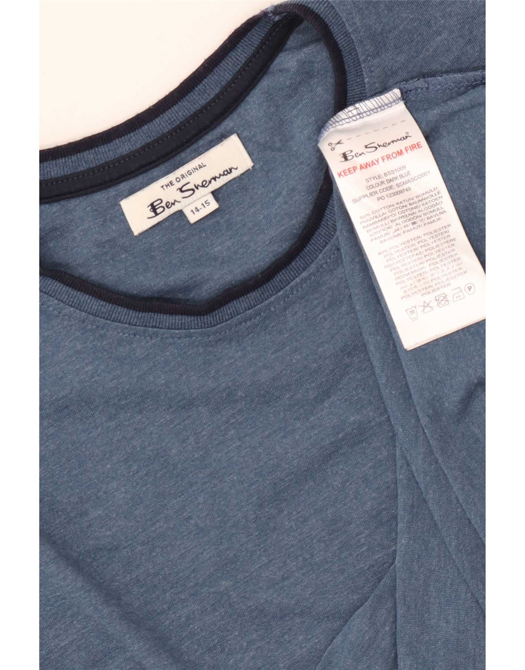 Ben Sherman Top pentru baieti cu maneca lunga 14-15 ani, bumbac albastru
