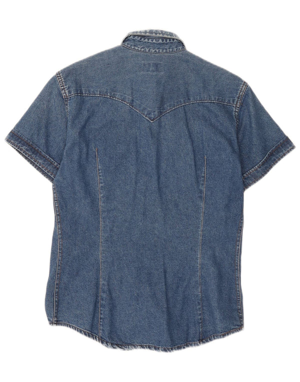 Cămașă denim cu mânecă scurtă pentru femei Vitamina UK 14 Medium Blue