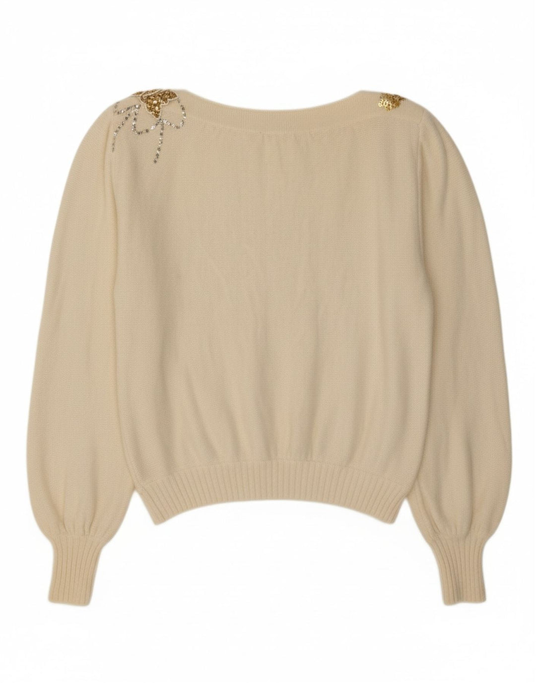 VINTAGE Womens Boat Neck Jumper Sweater IT 44 Medium Off White