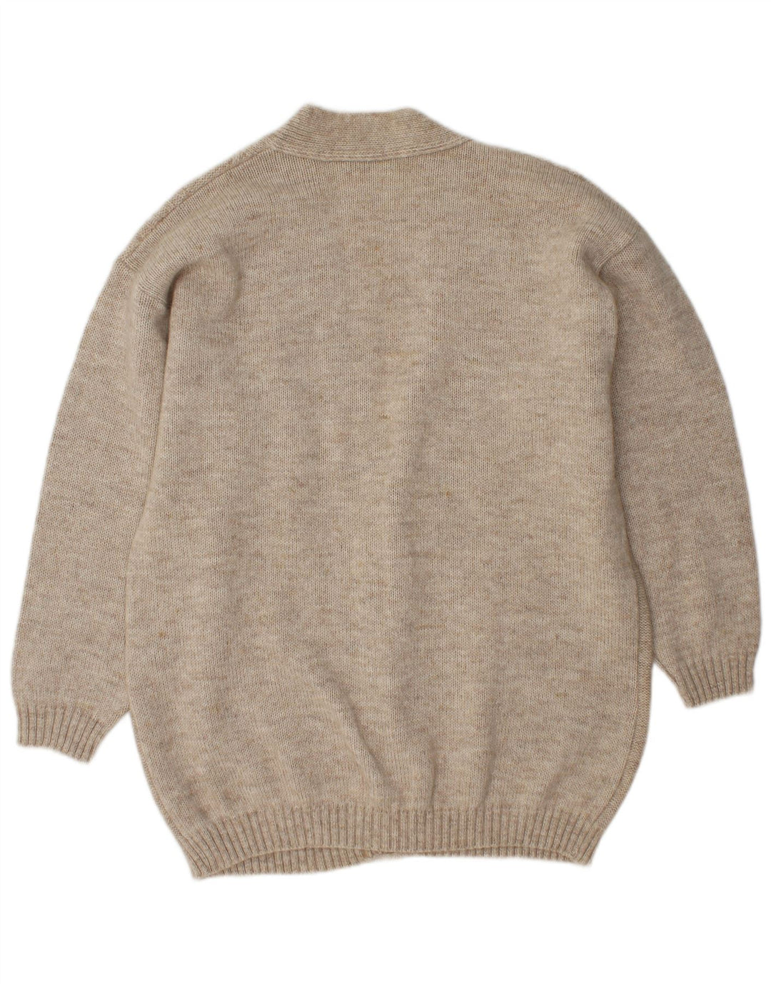 Pulover cardigan supradimensionat Vintage pentru femei UK 14 Medium Beige Lână