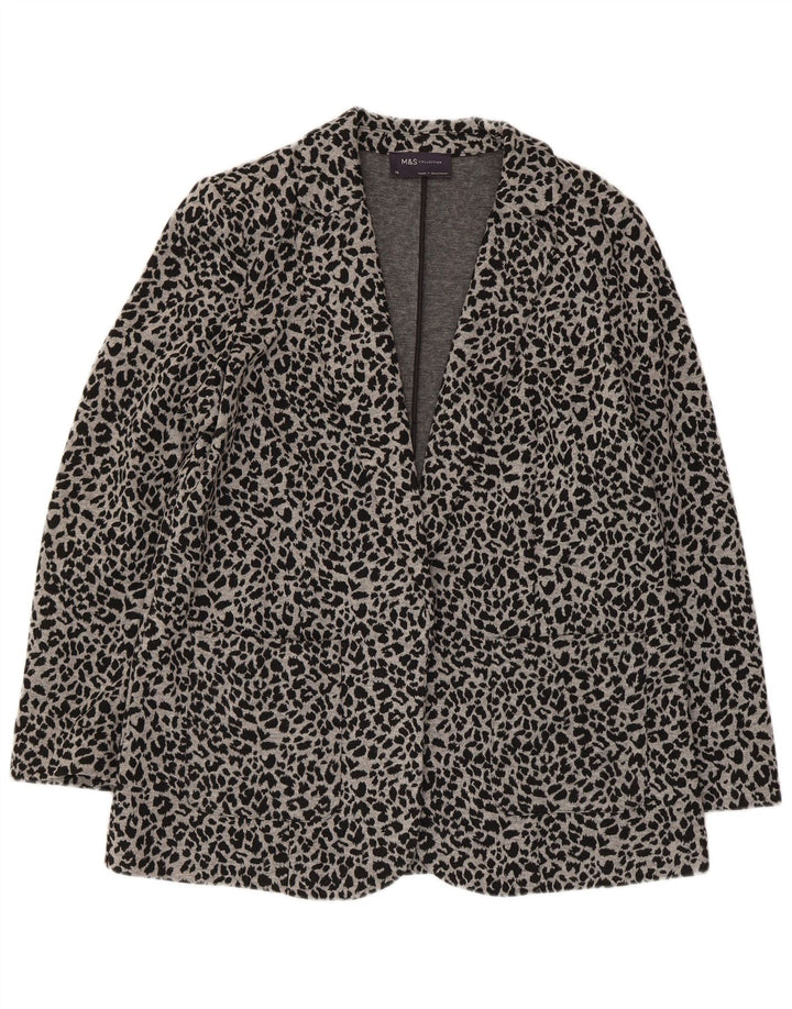 Jachetă pentru femei Marks & Spencer Open Blazer UK 14 Medium Gri Animal Print