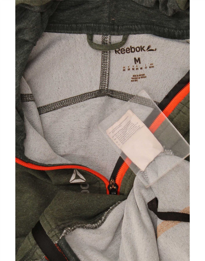 Pulover Reebok pentru bărbați, cu fermoar, bumbac verde mediu