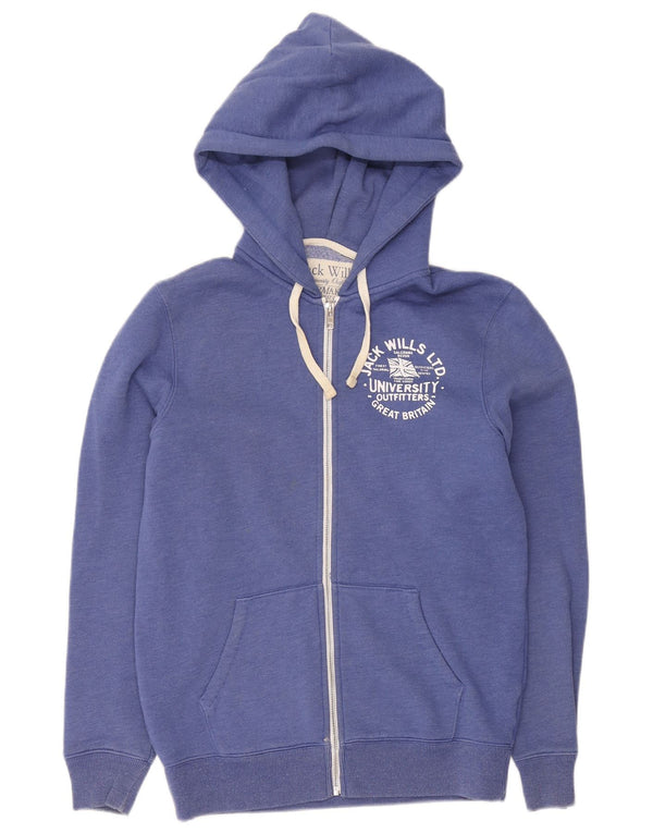 Jack Wills Pulover cu capota cu fermoar grafic pentru bărbați, bumbac albastru mic