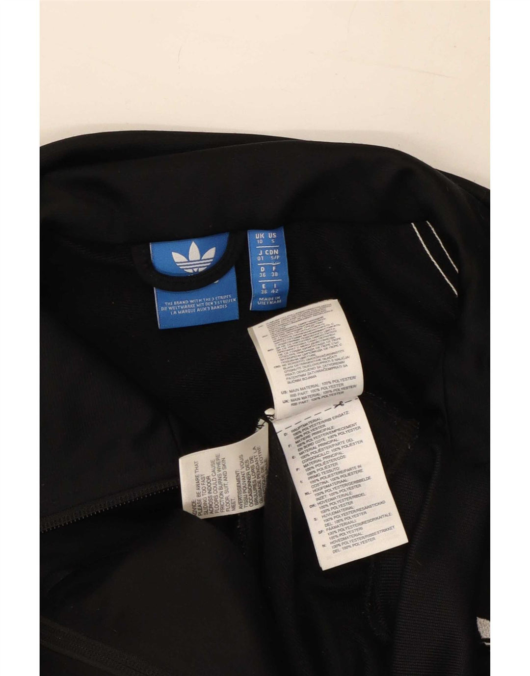 Jachetă de top pentru trening grafic Adidas pentru femei UK 10 Poliester negru mic