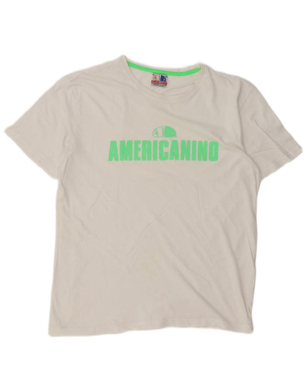 Americanino Tricou cu grafică obișnuită pentru bărbați Top mediu din bumbac alb