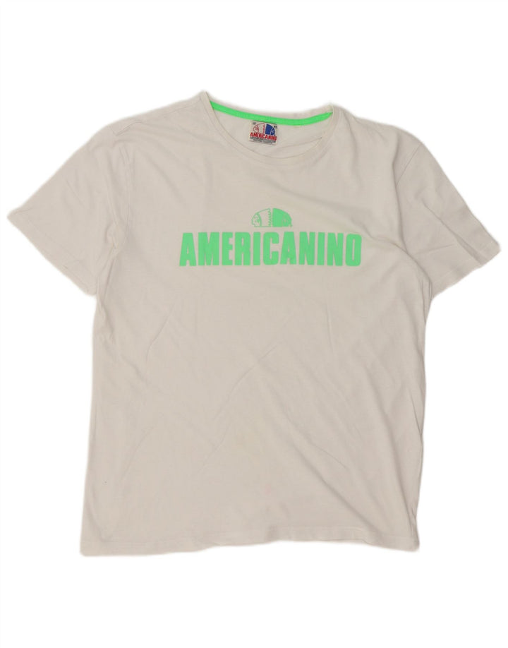 Americanino Tricou cu grafică obișnuită pentru bărbați Top mediu din bumbac alb
